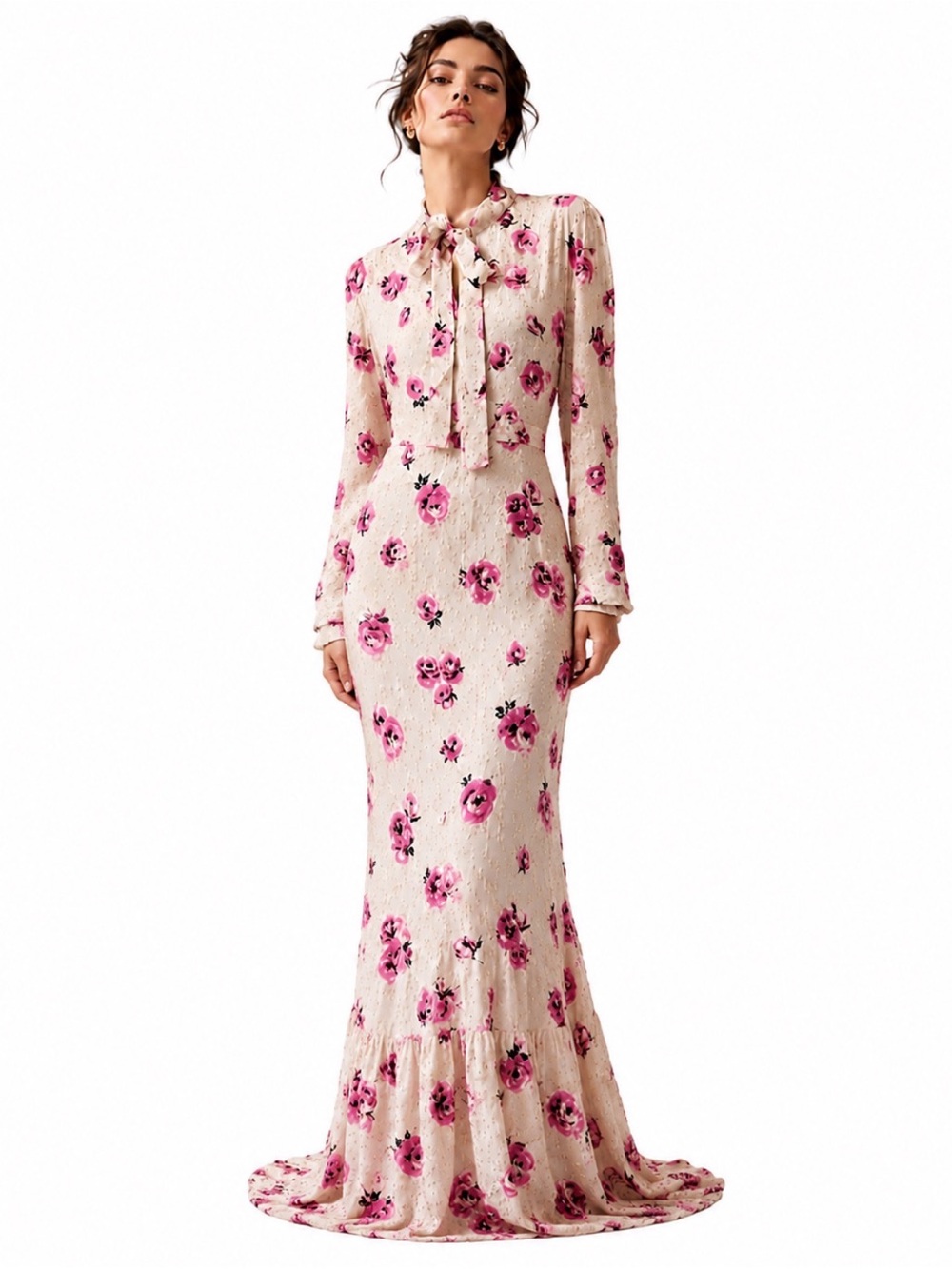 VALENTINO  floral metallic-thread midi dress NWT sz EU 44./ US sz 8